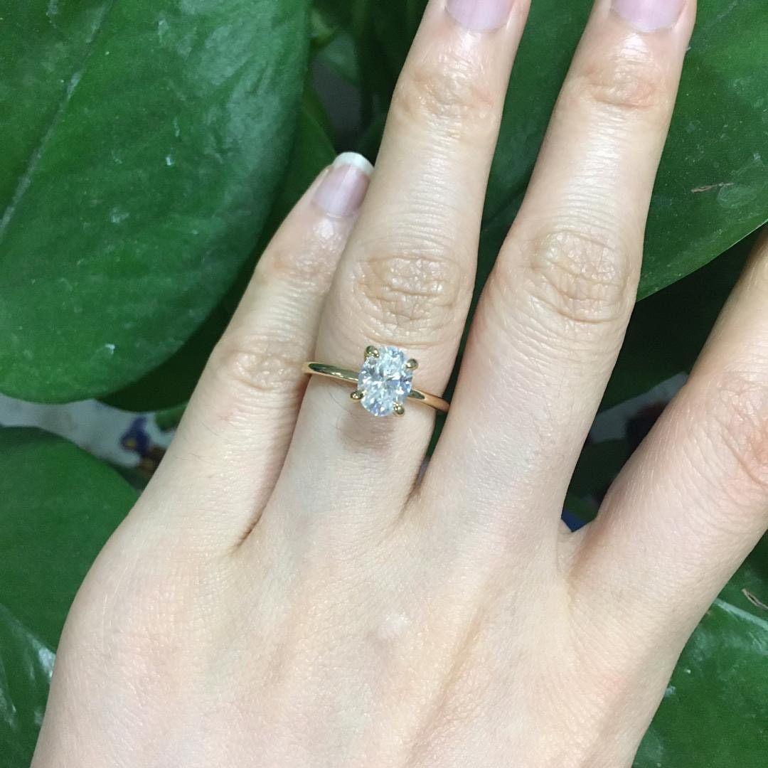 1.5 Ct Oval Diamond, Moissanite Engagement Ring
