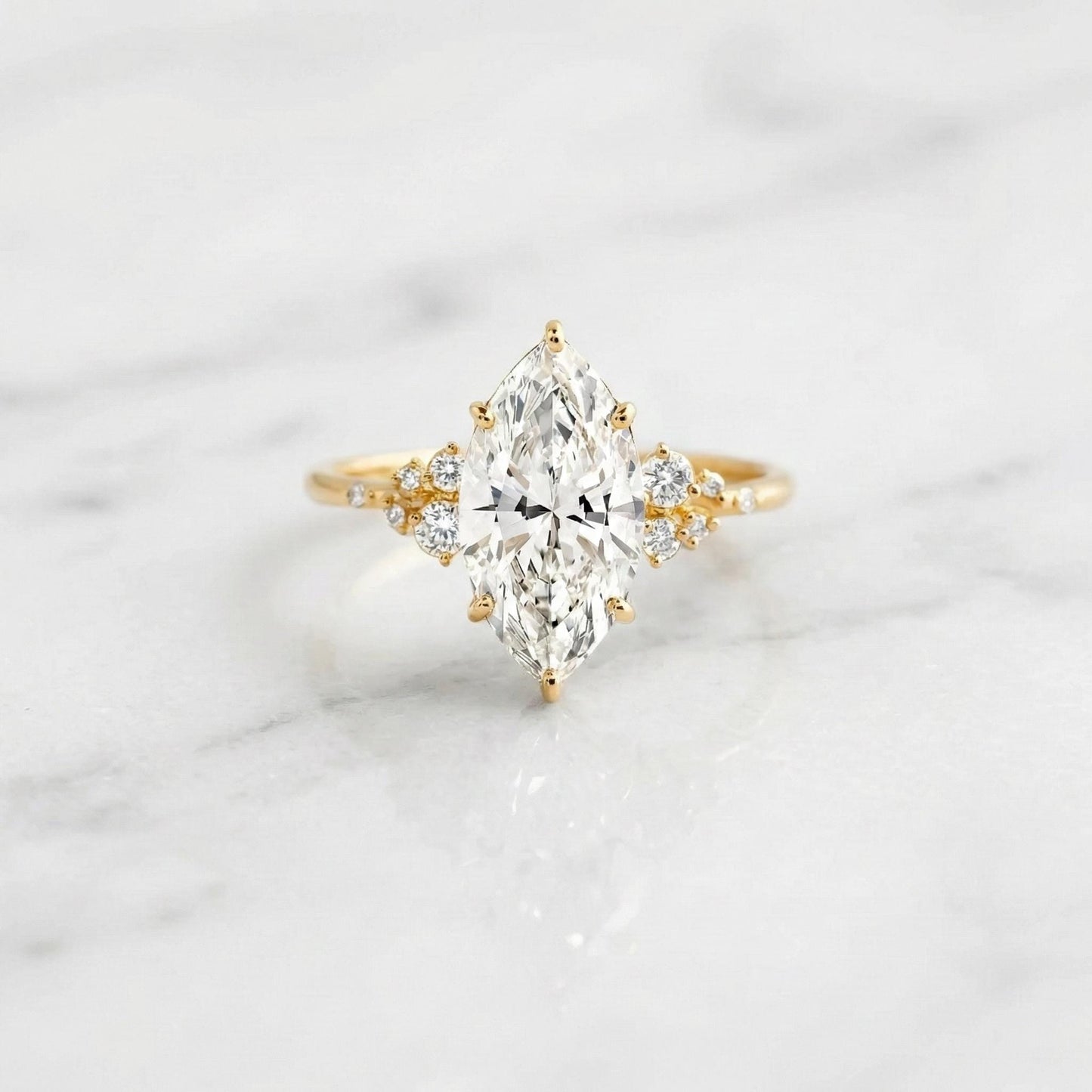 4 Ct IGI Certified Marquise Lab Diamond Engagement Ring Marquise cut 1Ct Moissanite Brilliant Cut engagement ring in 935 Argentium Silver — custom handcrafted by Forever For Love