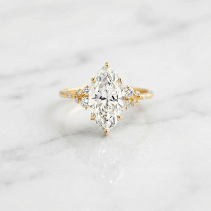 4 Ct IGI Certified Marquise Lab Diamond Engagement Ring