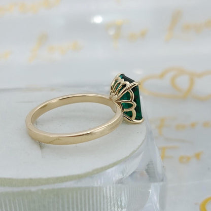 14k Gold Emerald Ring, Emerald Engagement Ring, Emerald Cut Engagement Ring, Emerald Solitaire Ring, May Birthstone, Perfect Gift