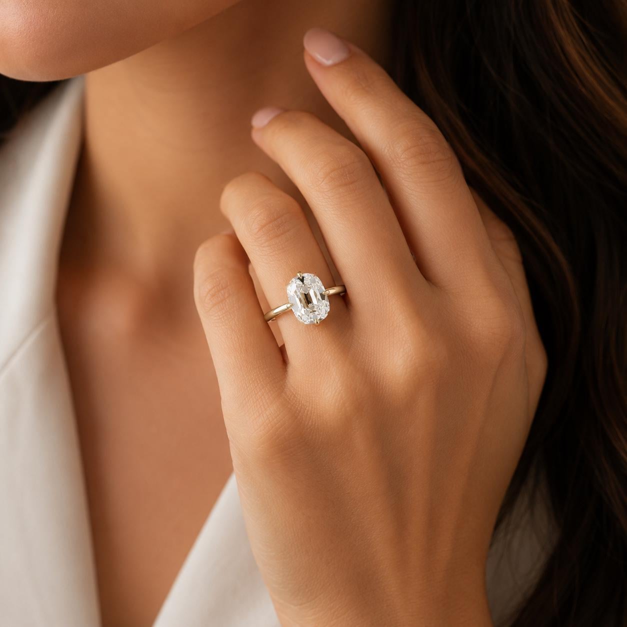 IGI Certified Cushion Lab Diamond Engagement Ring Cushion cut 1Ct Moissanite Brilliant Cut engagement ring in 935 Argentium Silver — custom handcrafted by Forever For Love