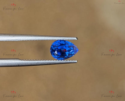 Blauer Saphir 1,20 Karat, leuchtend intensiver blauer, birnenförmiger loser Edelstein, 6,1 x 4,7 x 4,7 mm, unbehandelter Saphir aus Sri Lanka