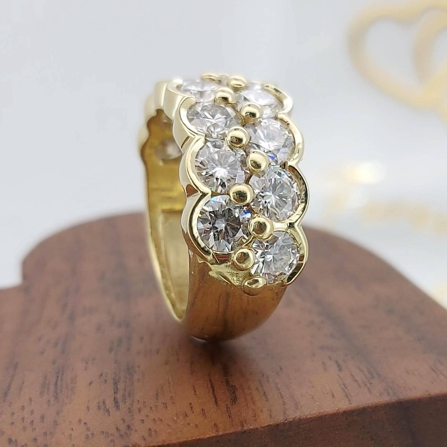 Round Lab Diamond Half Eternity Band