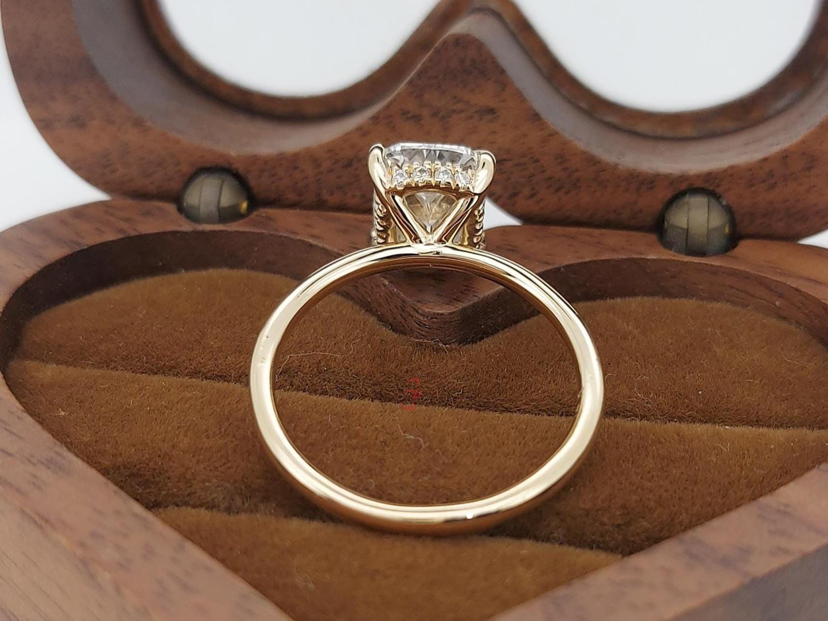 IGI Certified Old Mine Lab Diamond Hidden Halo Engagement Ring