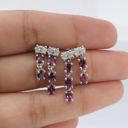 Ohrhänger aus Pink-Saphir und Diamanten, insgesamt 2,3 Karat, baumelnde Ohrringe, Edelsteinohrringe, perfektes Geschenk für sie
