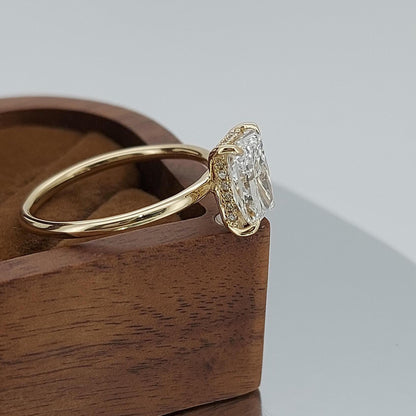 2.5 Ct IGI Certified Radiant Lab Diamond Hidden Halo Engagement Ring