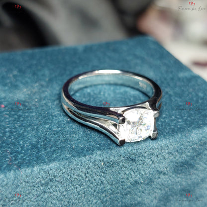 Cushion Moissanite Halo Engagement Ring