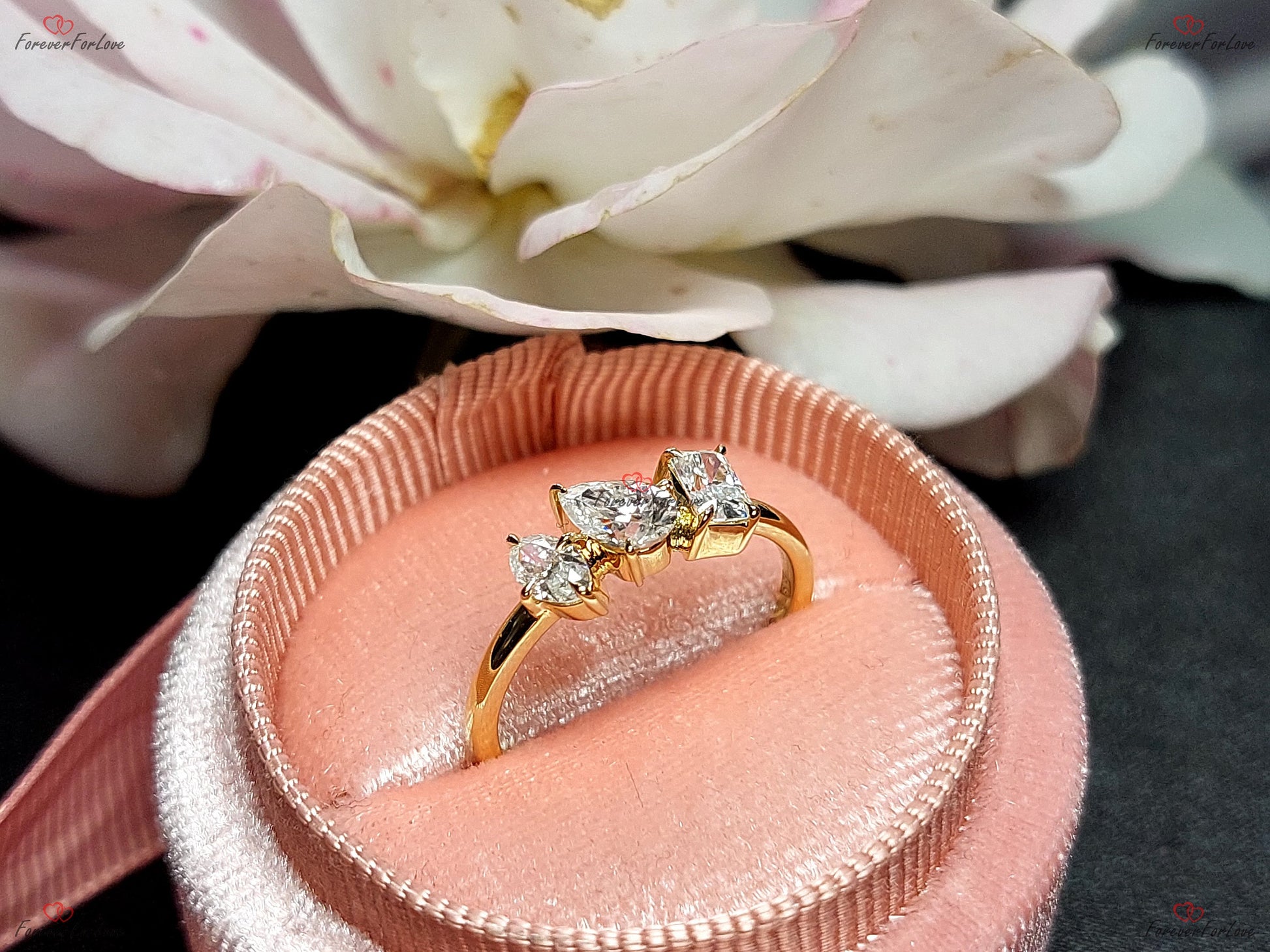 Oval Diamond, Moissanite Three Stone Engagement Ring