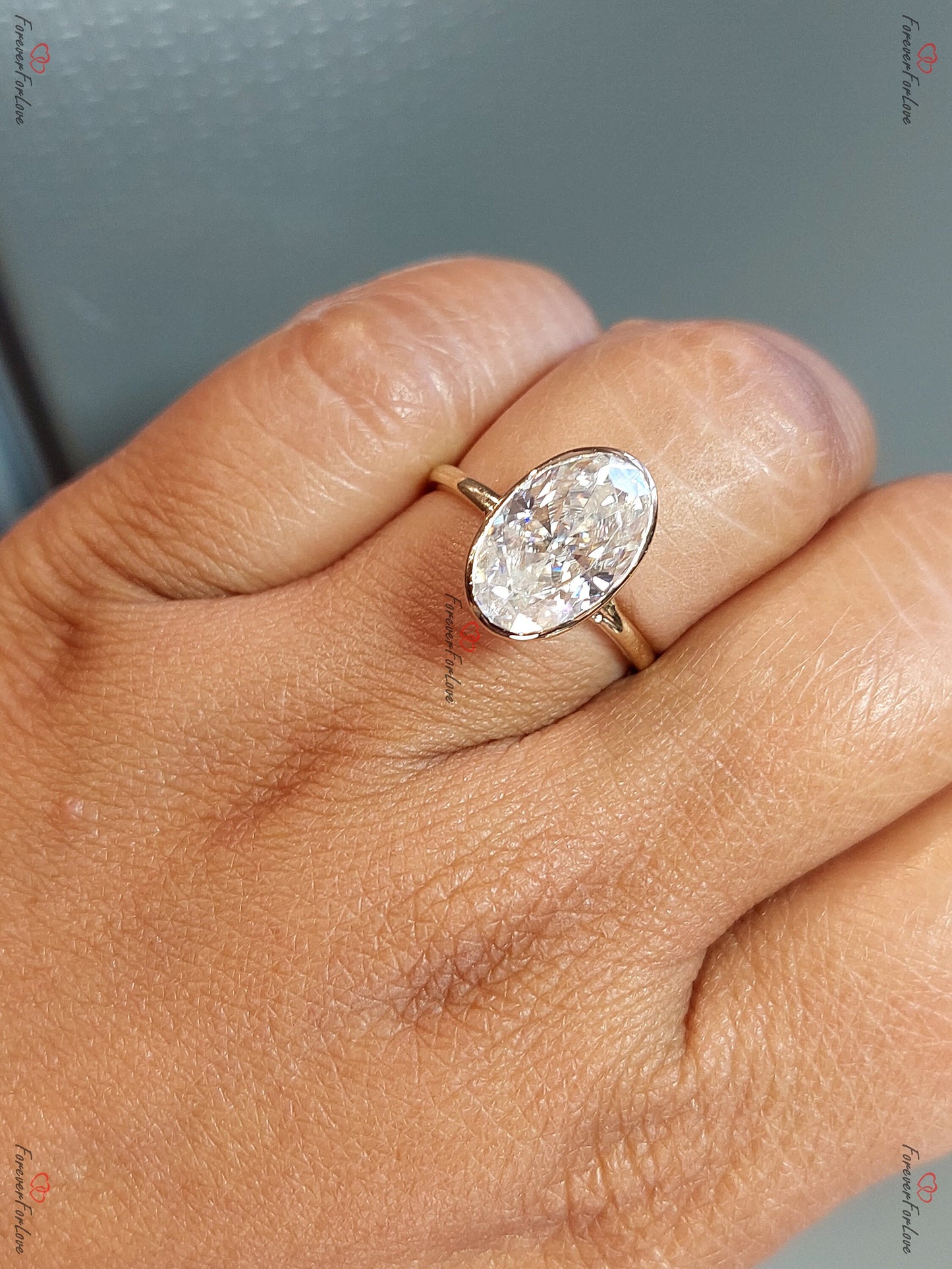 4 Ct Oval Diamond, Moissanite Solitaire Engagement Ring Oval cut 1Ct Moissanite Brilliant Cut engagement ring in 935 Argentium Silver — custom handcrafted by Forever For Love
