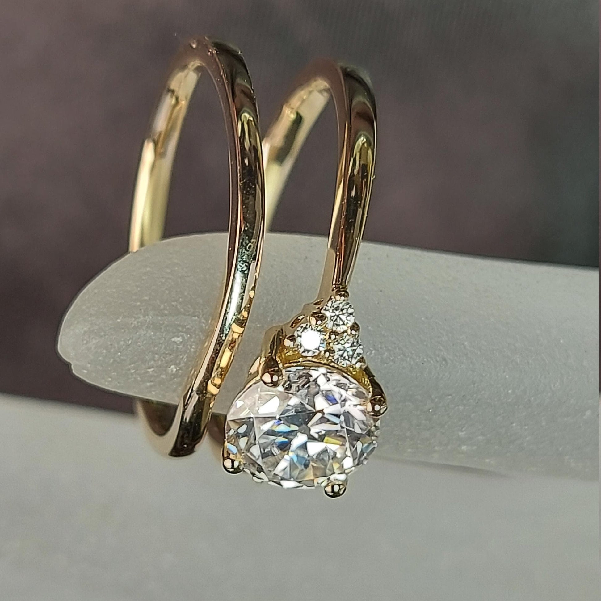 1.1 Ct IGI Certified Round Lab Diamond Three Stone Engagement Ring