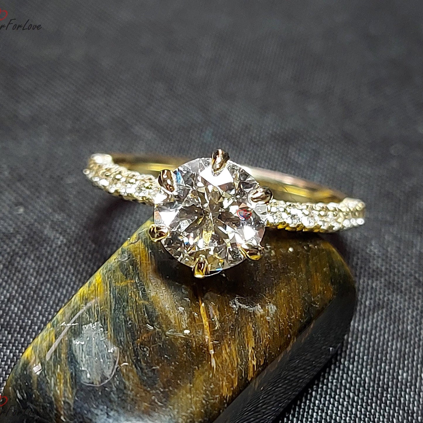 1.2 Ct IGI Certified Round Lab Diamond Solitaire Ring Round cut 1Ct Moissanite Brilliant Cut engagement ring in 935 Argentium Silver — custom handcrafted by Forever For Love