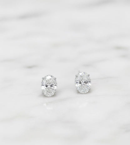 2 Karat Ovalschliff Laborgezüchtete Diamantohrringe: 14K Weißgold