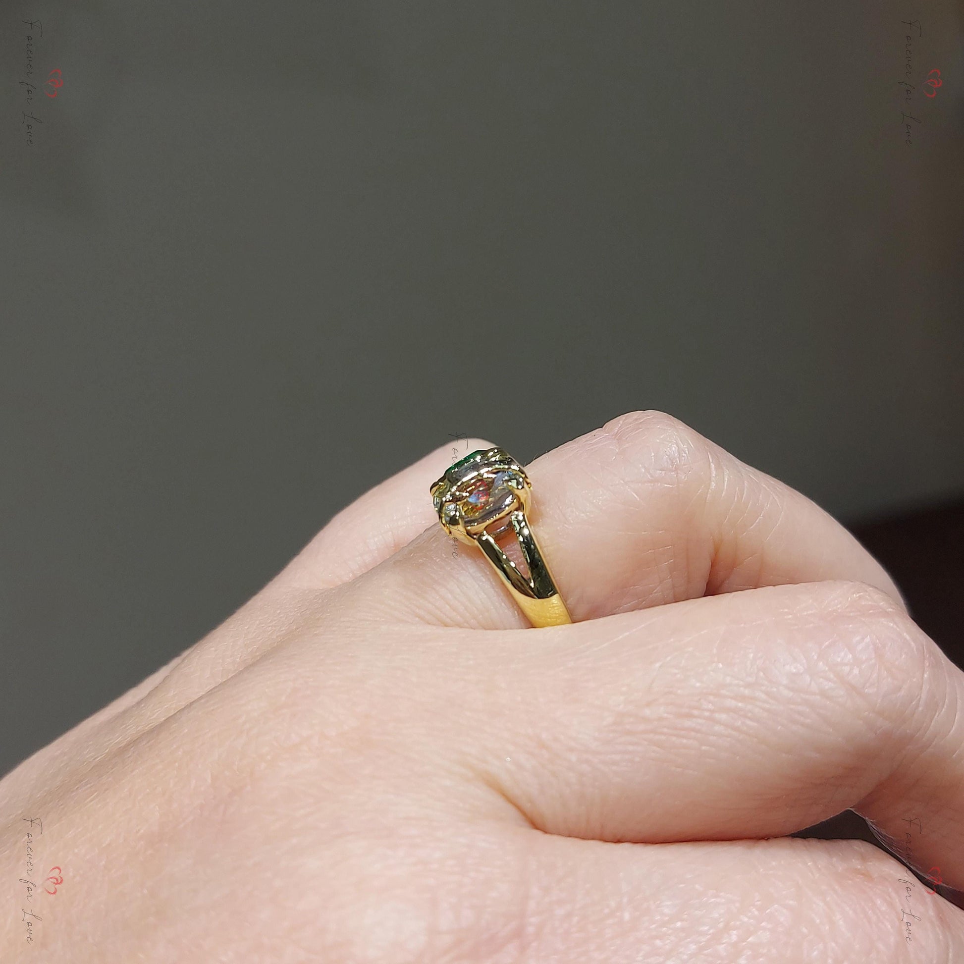 Bicolor Sapphire and Emerald cut Toi Moi Yellow gold Engagement ring, Oval Cut vine Promise Ring, Anniversary Ring, 2Ct Oval Sapphire Ring