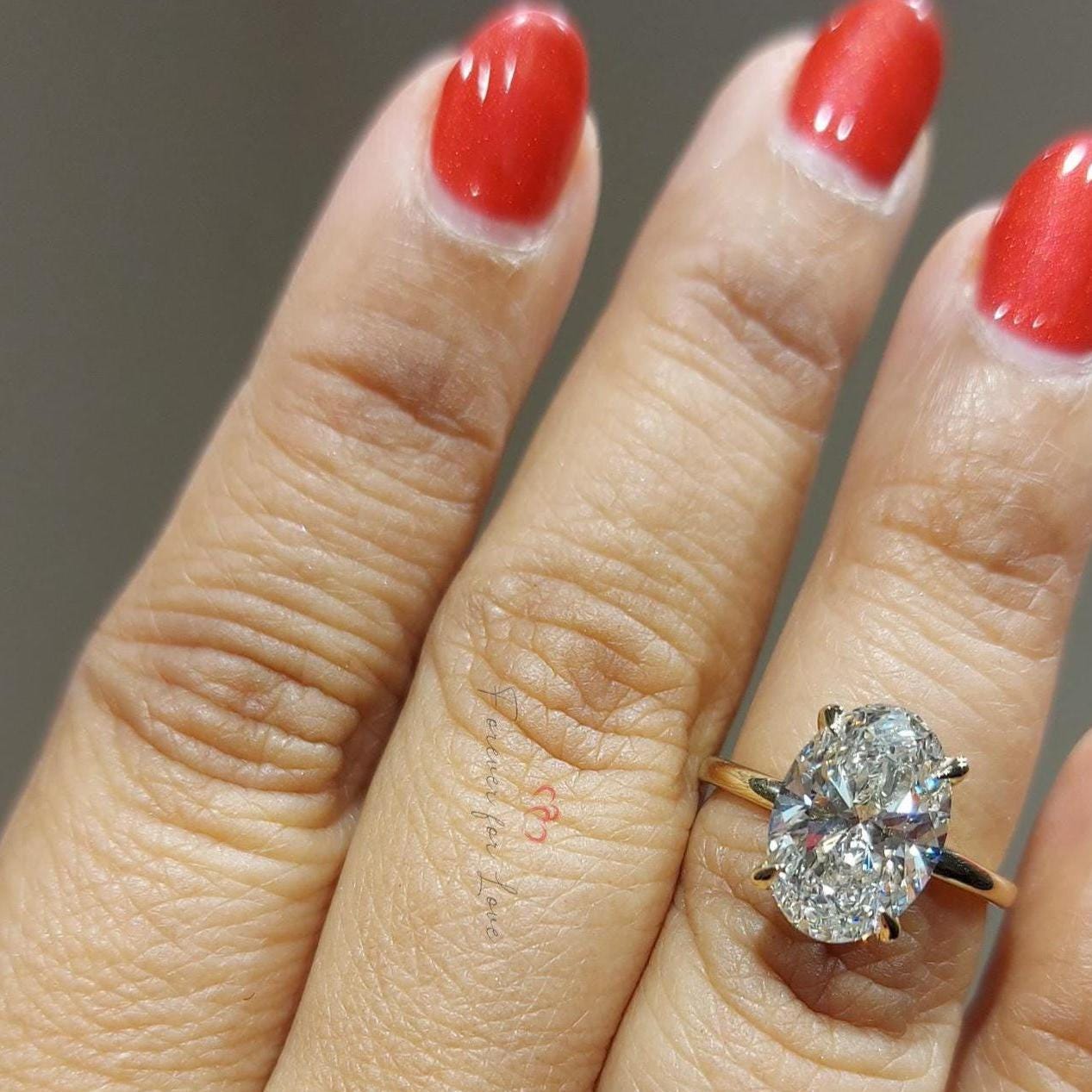 3.5 Ct Oval Lab Diamond Solitaire Engagement Ring