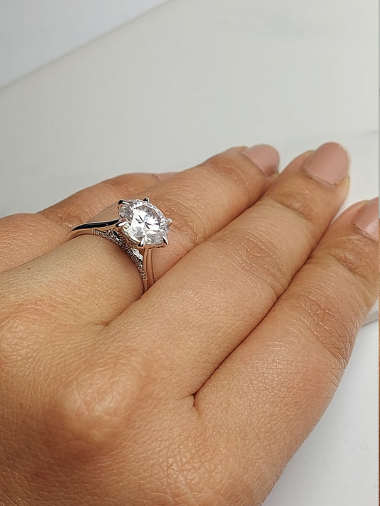 3 Ct Round Diamond, Moissanite Engagement Ring
