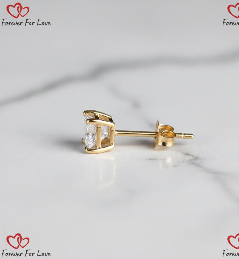 1,57 TCW Prinzessin Diamant Ohrstecker, EF/VS Laborgezüchtete Diamant Ohrstecker mit Steckerverschluss, Diamantohrstecker für Damen und Mädchen, Hochzeits-Ohrringe Moissanite engagement ring in Gold or Platinum — custom handcrafted by Forever For Love