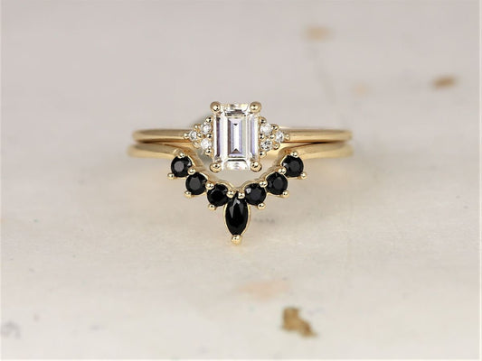 1.05 Ct Emerald Diamond, Moissanite Engagement Ring