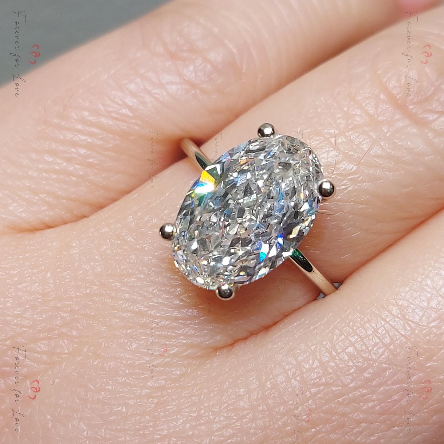 5.5 Ct Oval Lab Diamond Solitaire Engagement Ring Oval cut 1Ct Moissanite Brilliant Cut engagement ring in 935 Argentium Silver — custom handcrafted by Forever For Love