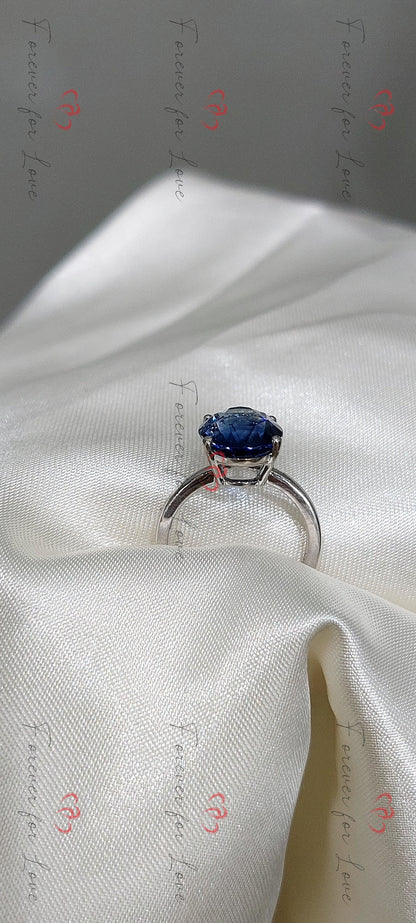 3.78 Ct Oval Blue Diamond, Sapphire Engagement Ring