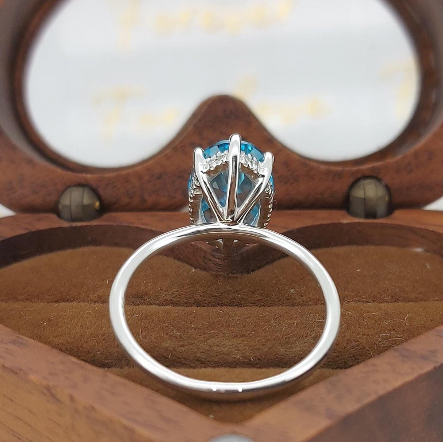 4 Ct Oval Aquamarine Solitaire Engagement Ring Oval cut 1Ct Natural Aquamarine engagement ring in 935 Argentium Silver — custom handcrafted by Forever For Love