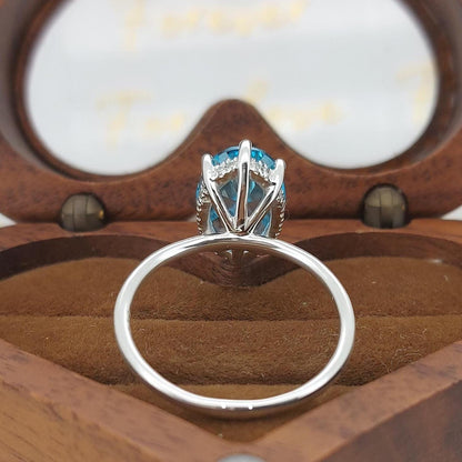 4 Ct Oval Aquamarine Solitaire Engagement Ring