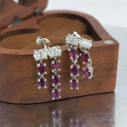 Ohrhänger aus Pink-Saphir und Diamanten, insgesamt 2,3 Karat, baumelnde Ohrringe, Edelsteinohrringe, perfektes Geschenk für sie