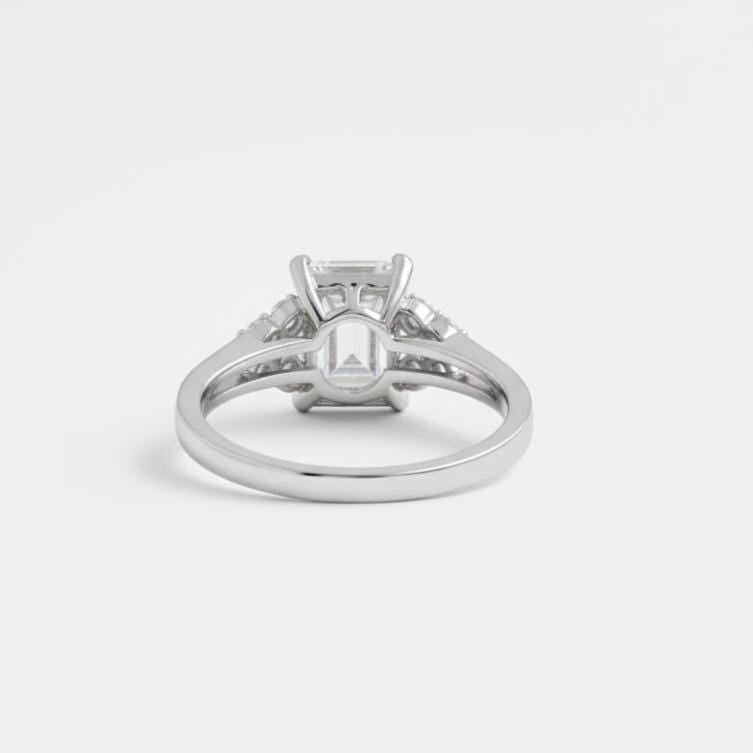 8 Ct IGI Certified Emerald Lab Diamond, Emerald Engagement Ring Emerald cut 1Ct Moissanite Brilliant Cut engagement ring in 935 Argentium Silver — custom handcrafted by Forever For Love