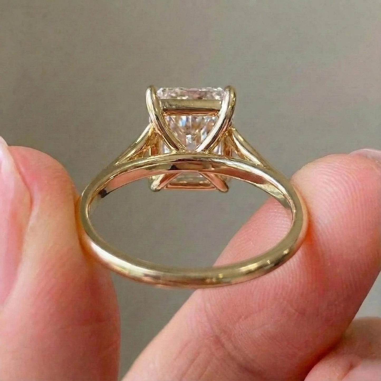 5 Ct IGI Certified Radiant Lab Diamond Wedding Band Radiant cut 1Ct Moissanite Brilliant Cut engagement ring in 935 Argentium Silver — custom handcrafted by Forever For Love