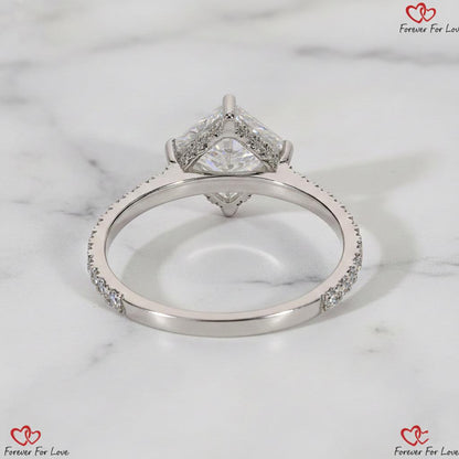 1.5 Ct IGI Certified Asscher Lab Diamond Hidden Halo Engagement Ring