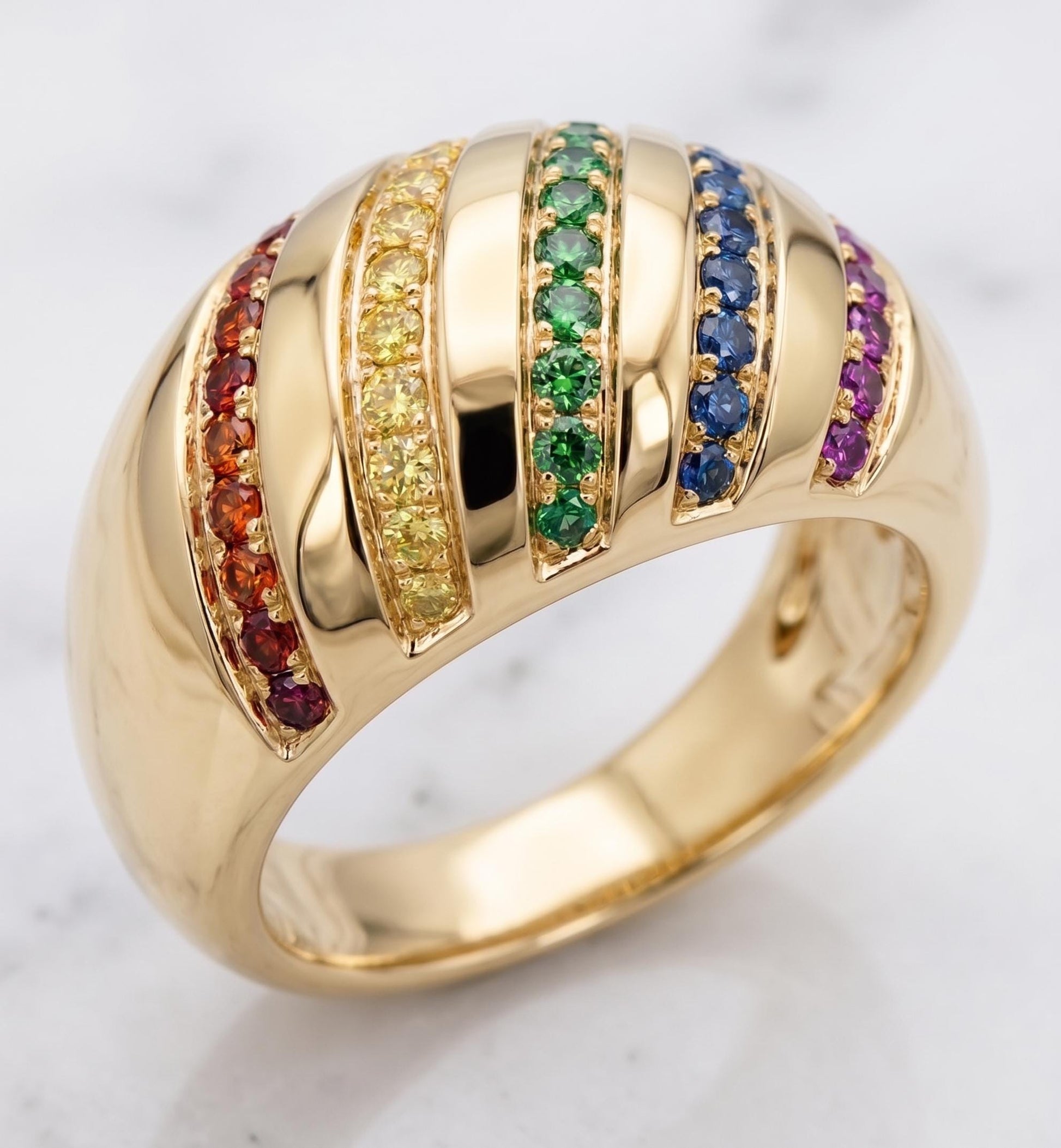 Round Diamond, Sapphire Wedding Band