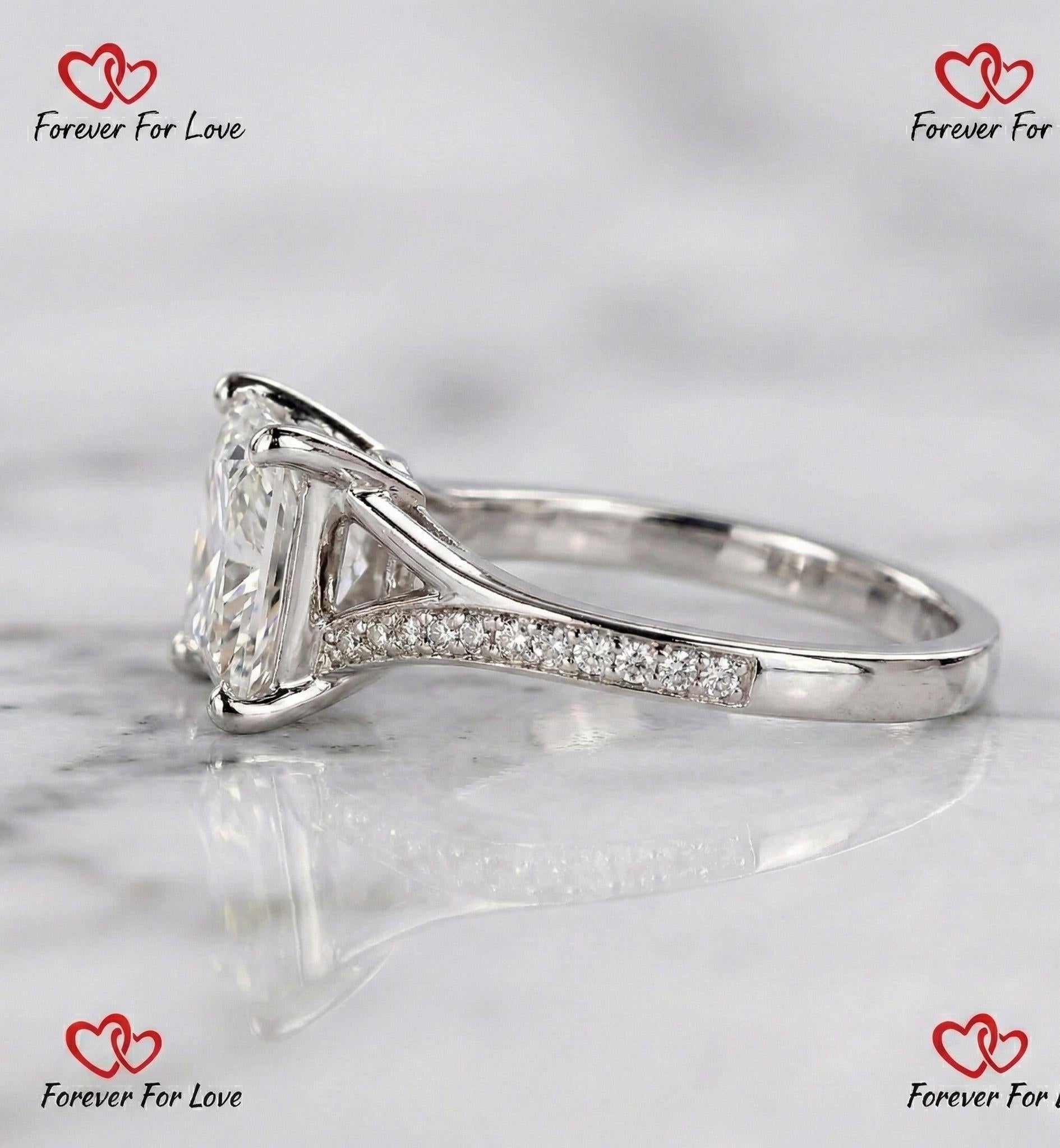 3.1 Ct IGI Certified Princess Lab Diamond Engagement Ring
