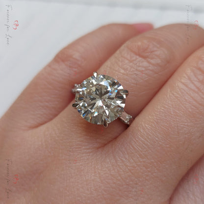 6 Ct Round Lab Diamond Solitaire Engagement Ring