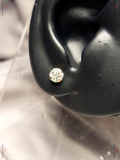 14 Karat Gelbgold Ohrstecker mit 1 Karat runden Diamanten, Diamant Ohrstecker, echte Diamantohrstecker, Geburtstagsgeschenk, Valentinstagsgeschenk für sie