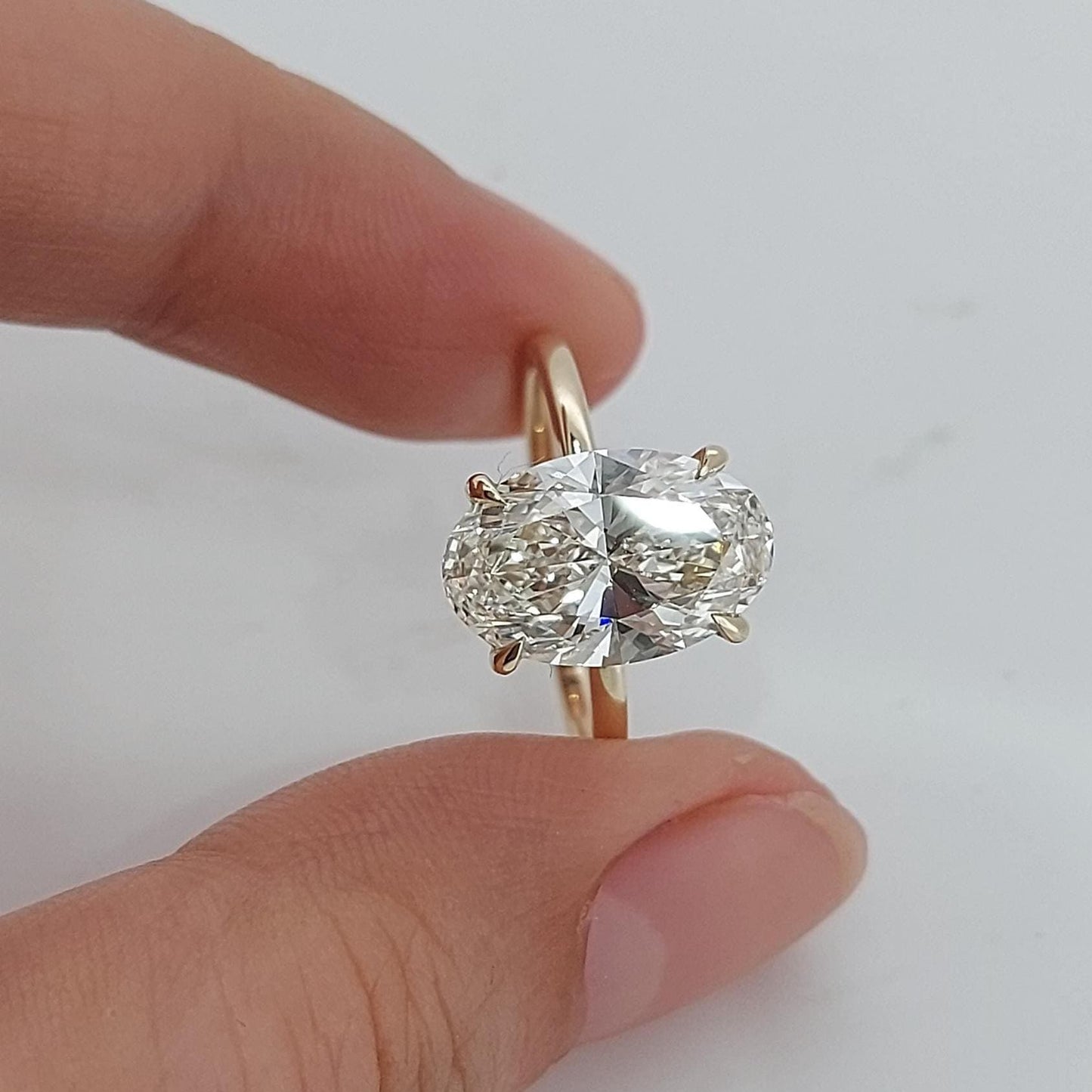 4.5 Ct Oval Lab Diamond Solitaire Engagement Ring Oval cut 1Ct Moissanite Brilliant Cut engagement ring in 935 Argentium Silver — custom handcrafted by Forever For Love