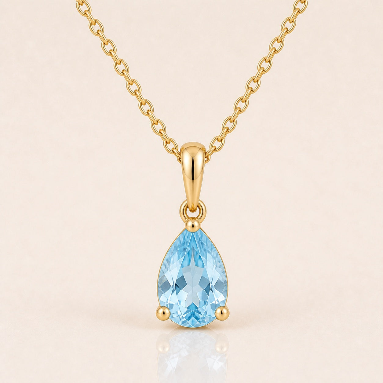 Blue Topaz Teardrop Pendant Necklace
