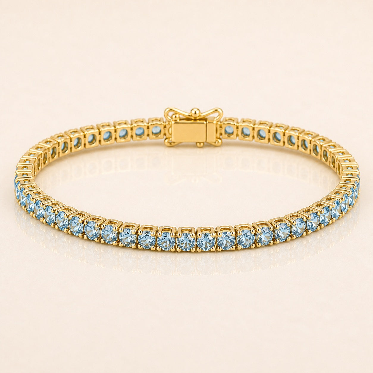 Blue Topaz Tennis Birthstone Bracelet