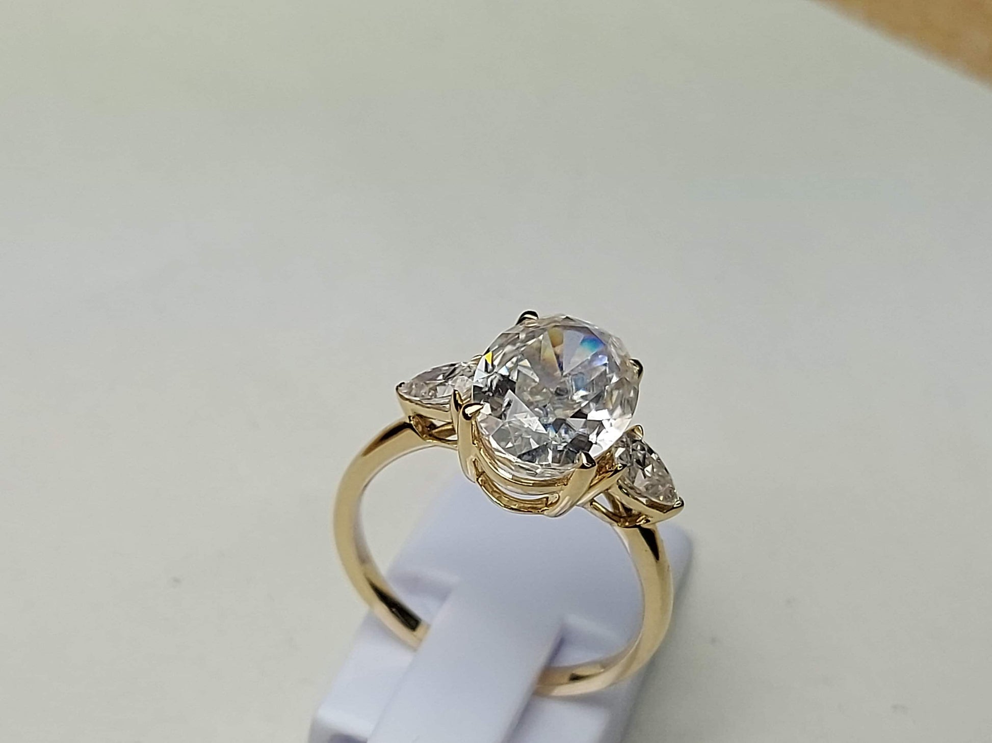 Oval Moissanite Three Stone Engagement Ring