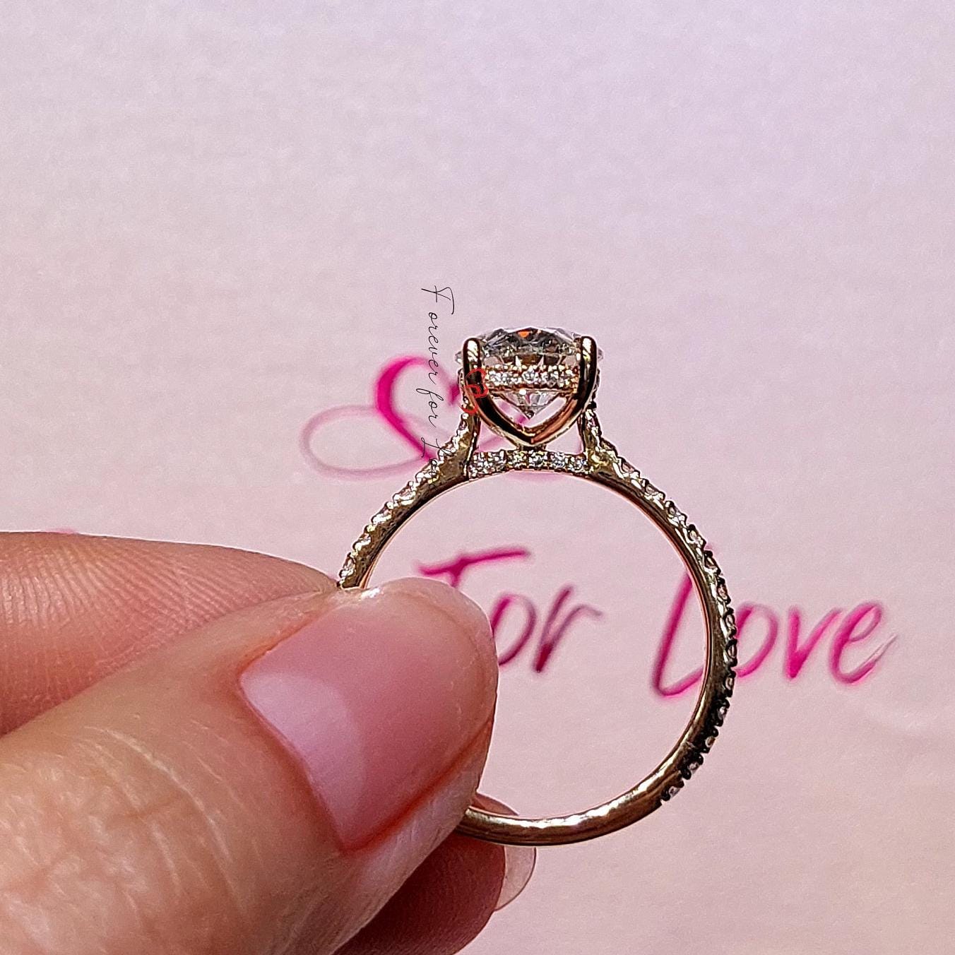 4 Ct IGI Certified Oval Lab Diamond with Pavé Halo Engagement Ring Oval cut 1Ct Moissanite Brilliant Cut engagement ring in 935 Argentium Silver — custom handcrafted by Forever For Love