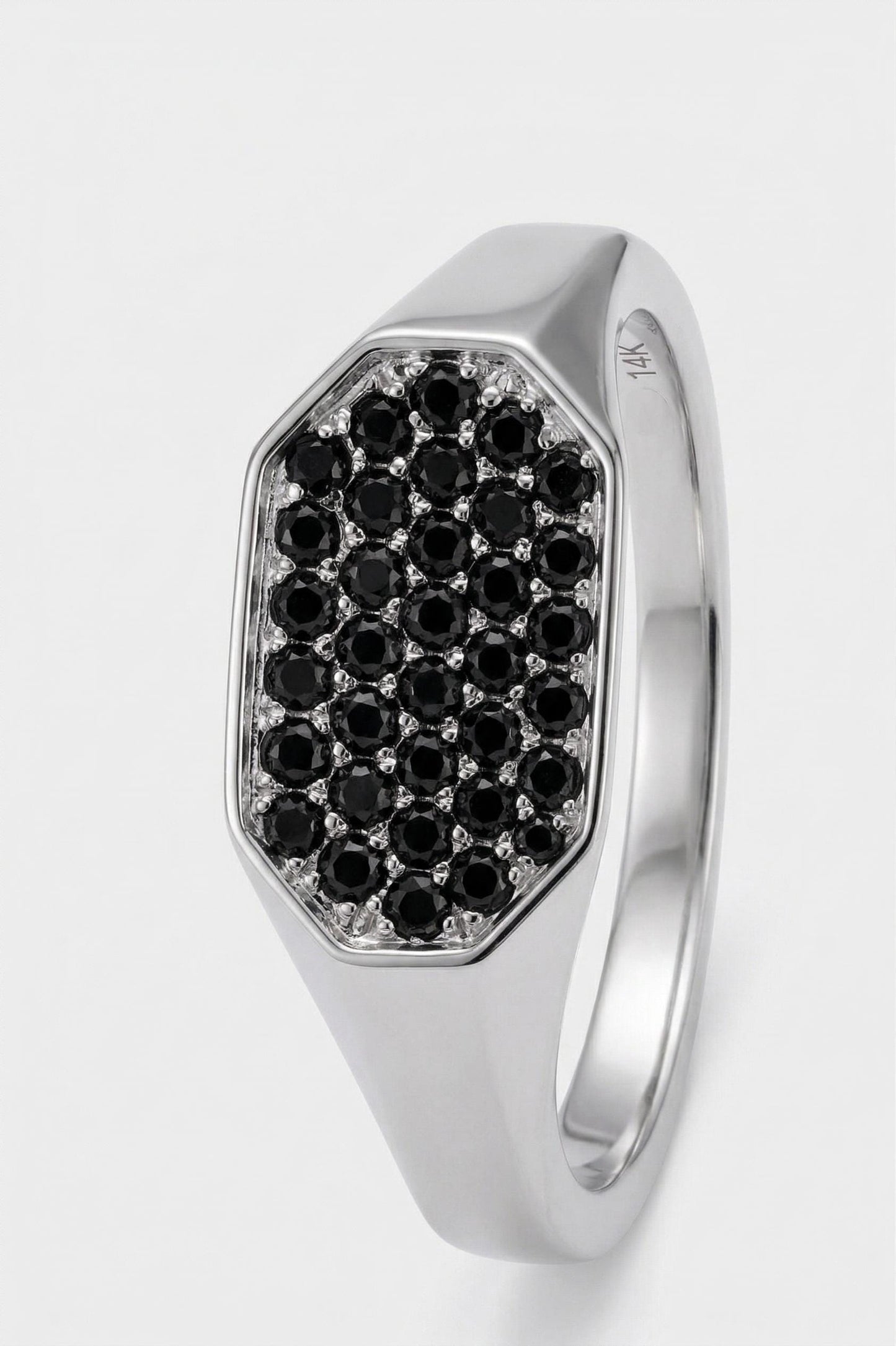 Bague diamant noir hexagonal Hexagon cut 1Ct Moissanite taille brillant engagement ring in Gold or Platinum — custom handcrafted by Forever For Love