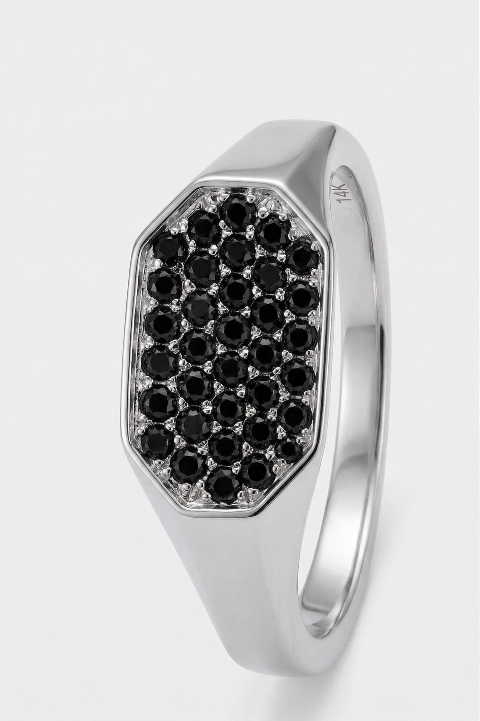 Hexagon Black Diamond Ring
