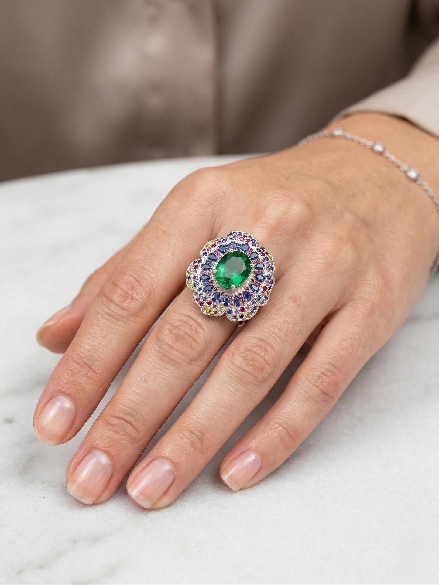 3 Ct Oval Emerald Halo Ring Oval cut Moissanite engagement ring in Gold or Platinum — custom handcrafted by Forever For Love