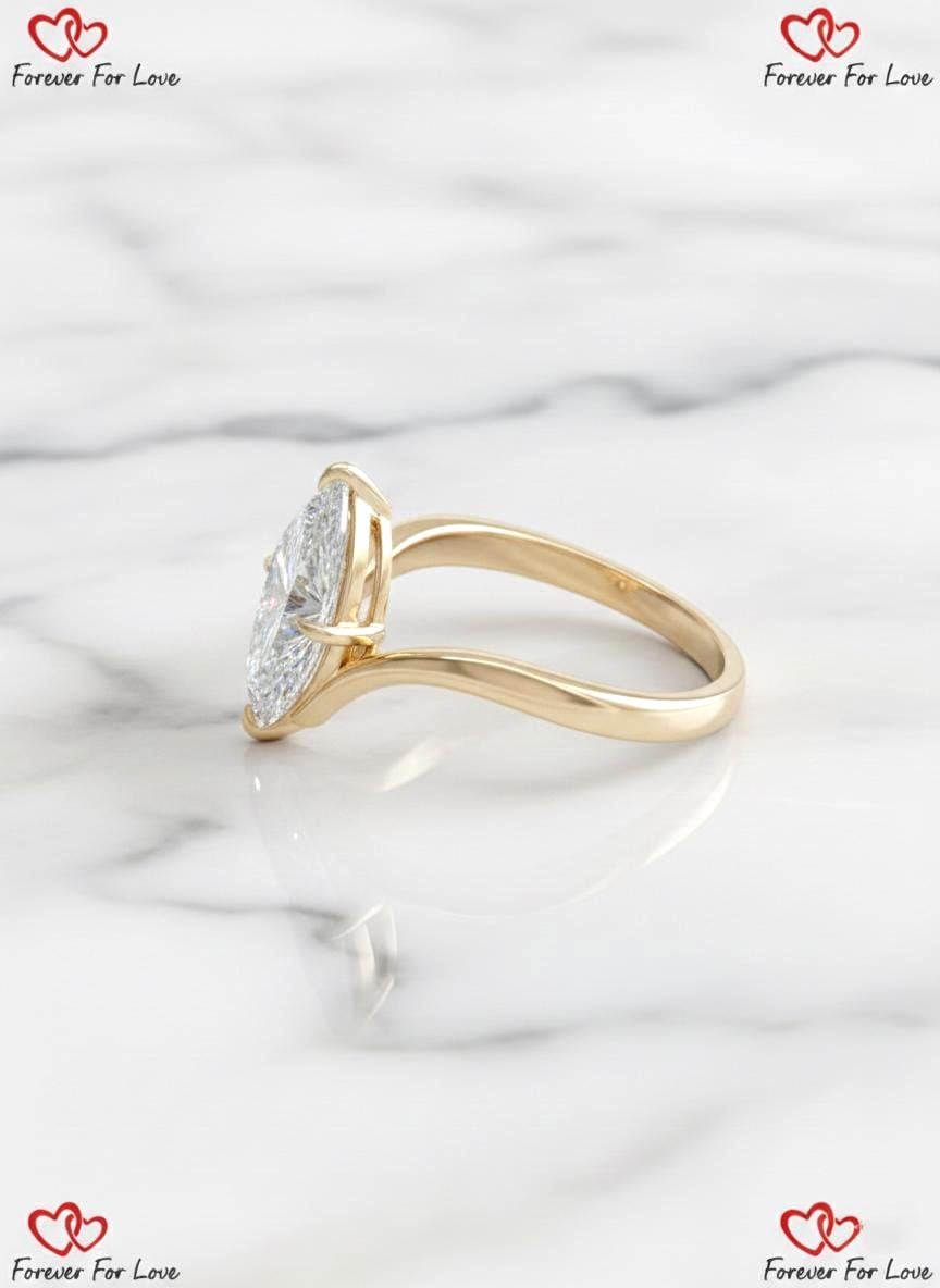 4 Ct IGI Certified Marquise Lab Diamond Solitaire Engagement Ring