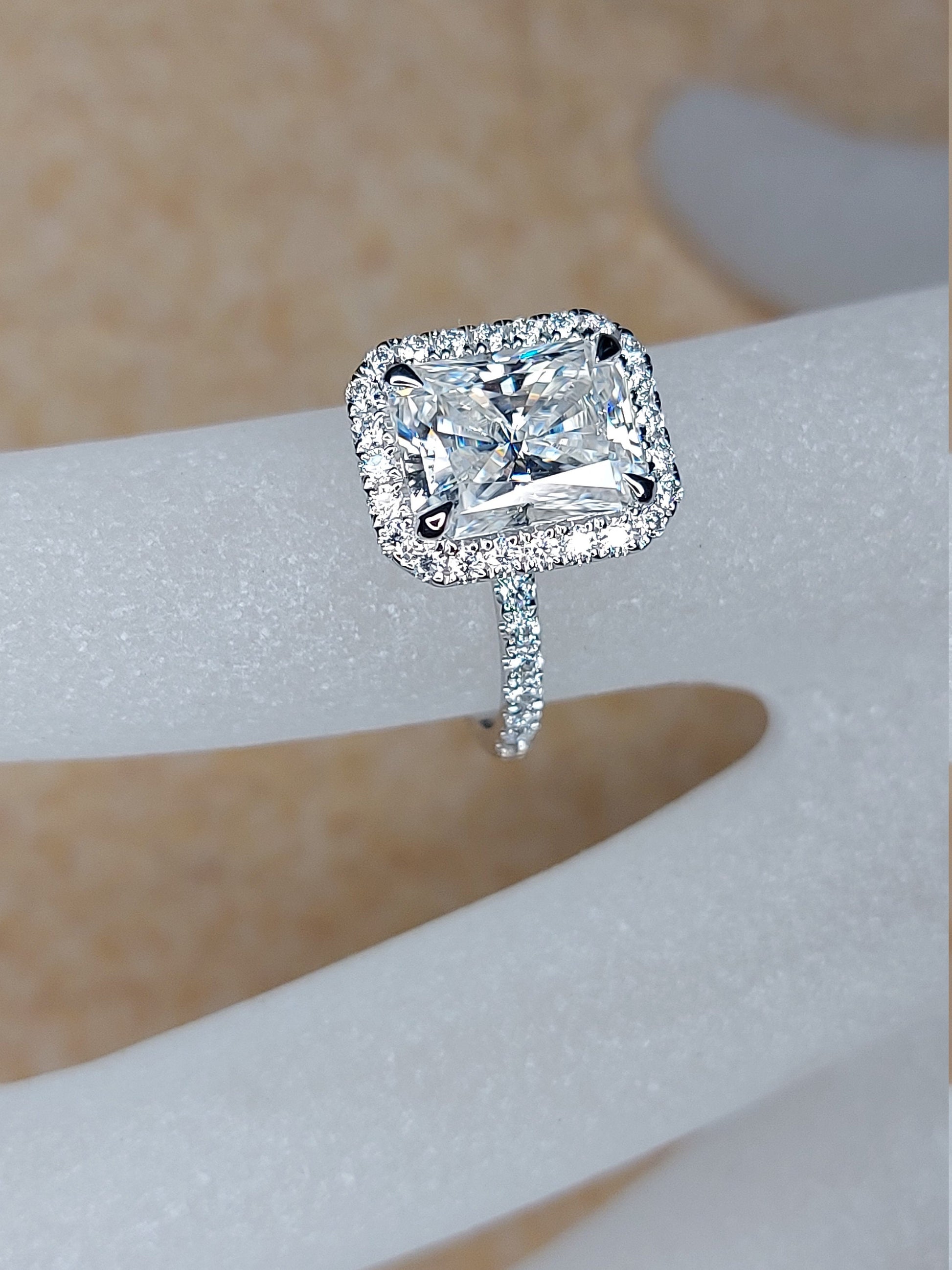 IGI Certified Radiant Diamond Halo Engagement Ring