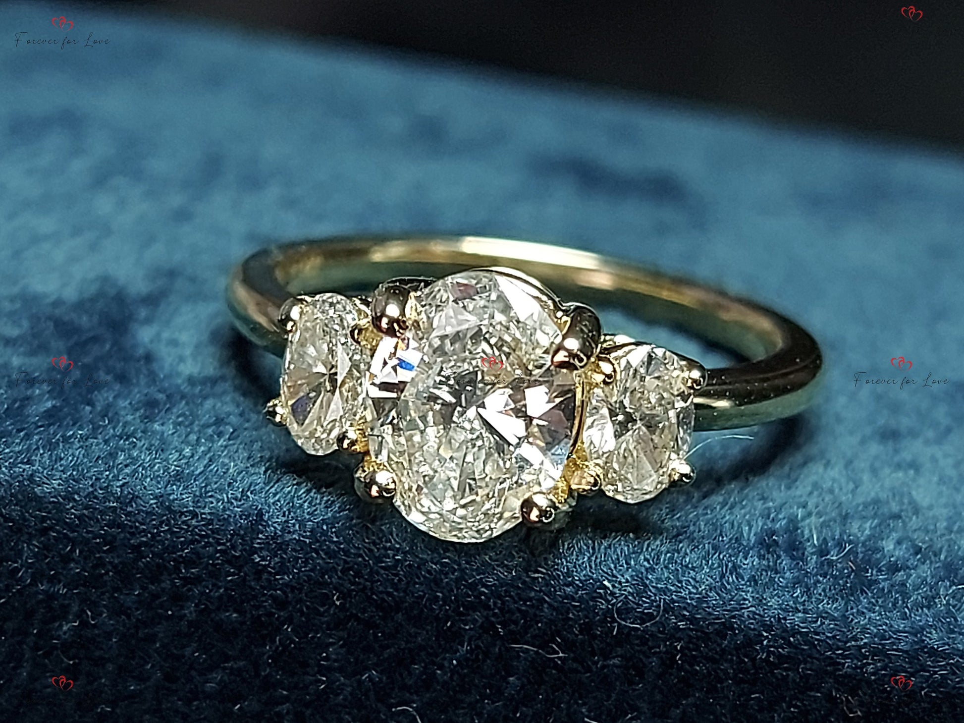 Oval Lab Diamond Three Stone Ring
