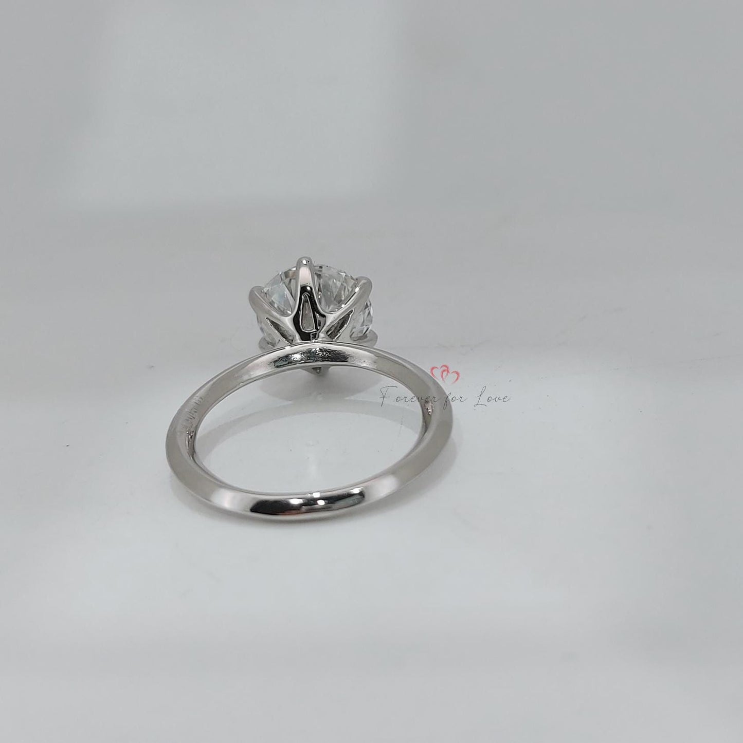 4 Ct Round Lab Diamond Solitaire Engagement Ring Round cut 1Ct Moissanite Brilliant Cut engagement ring in 935 Argentium Silver — custom handcrafted by Forever For Love