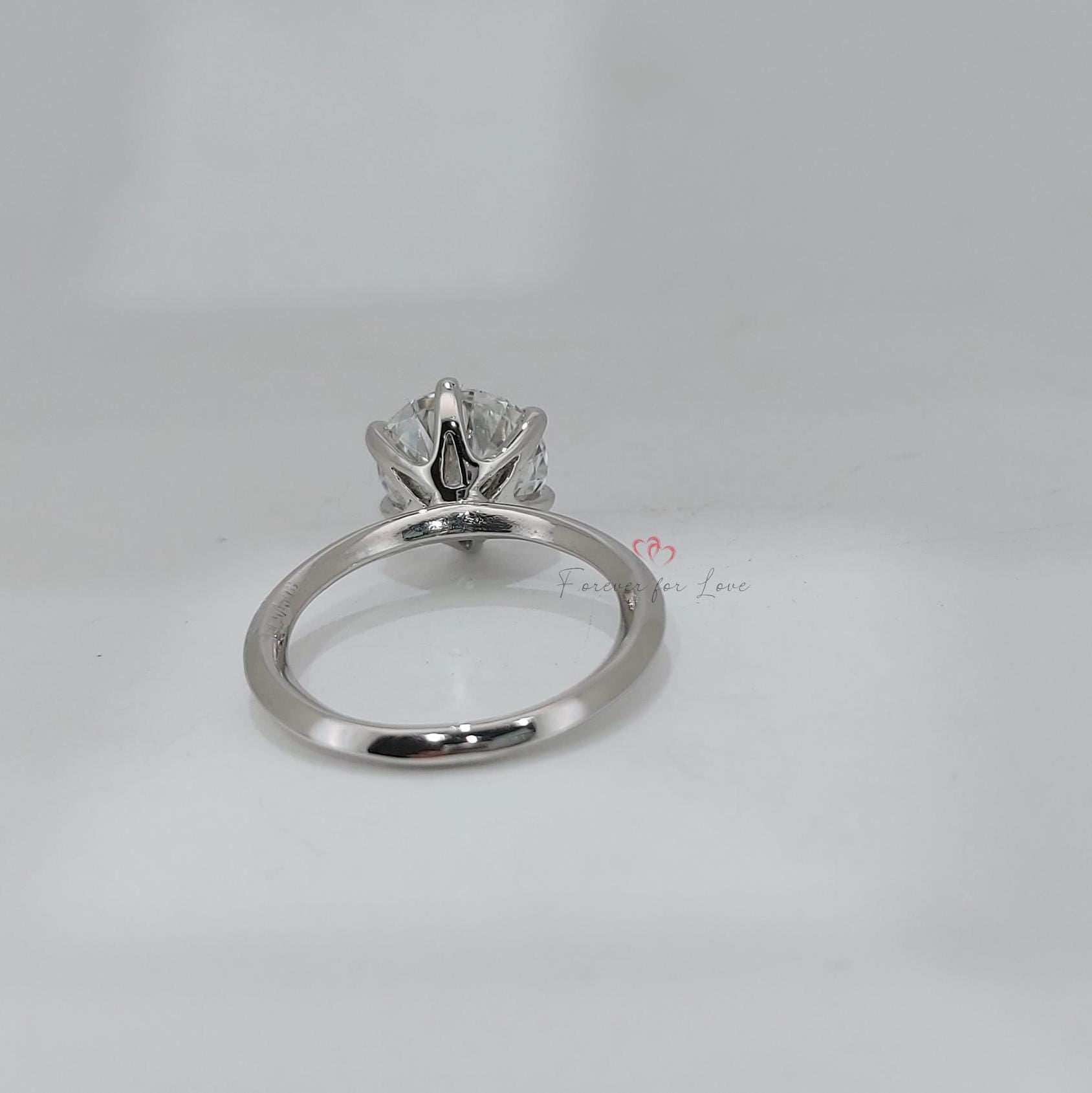 4 Ct Round Lab Diamond Solitaire Engagement Ring