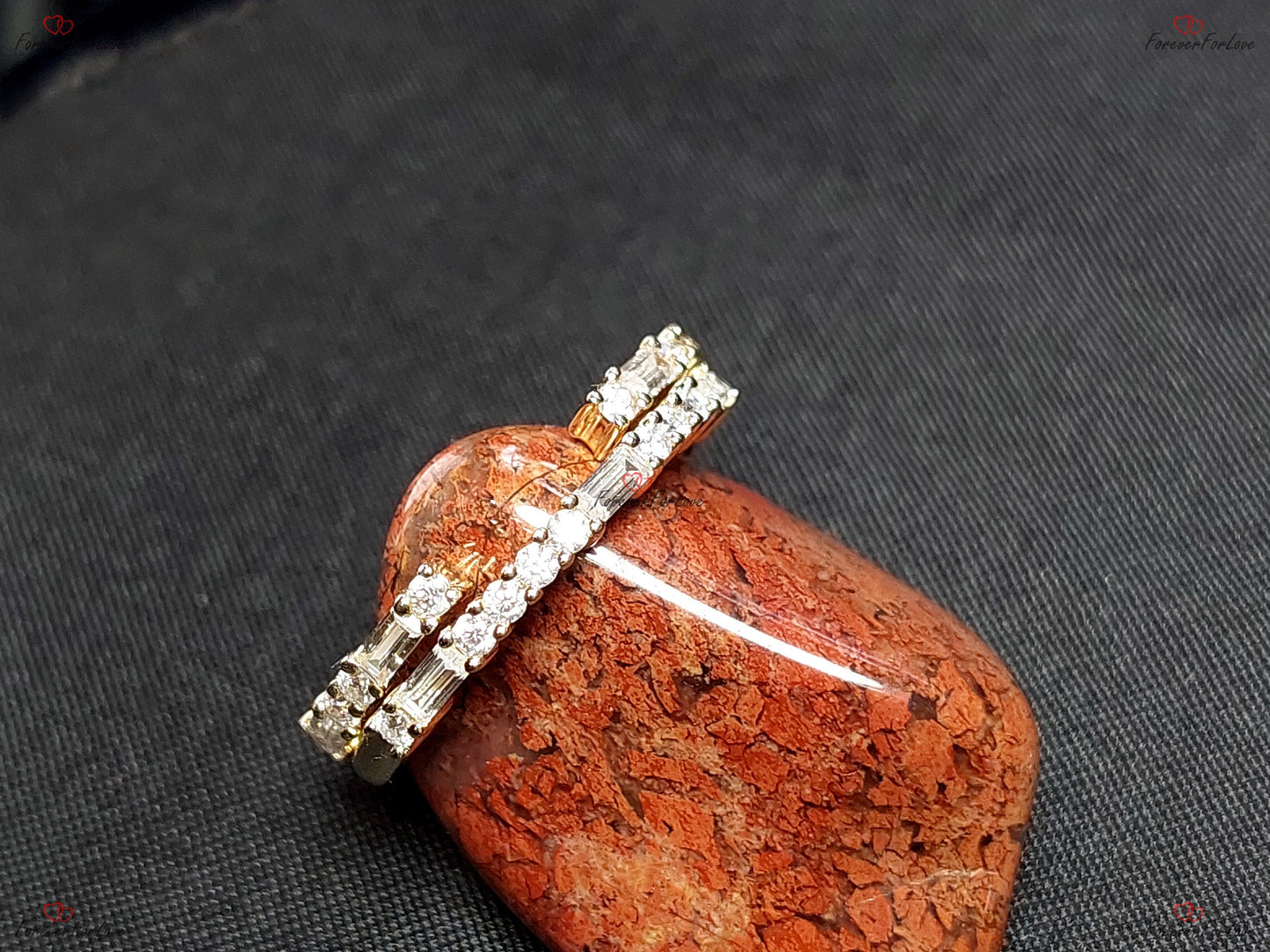 Vintage Open wedding band baguette Moissanite wedding band stacking matching ring Baguette Cuff Ring Bridal Promise Gift for her.