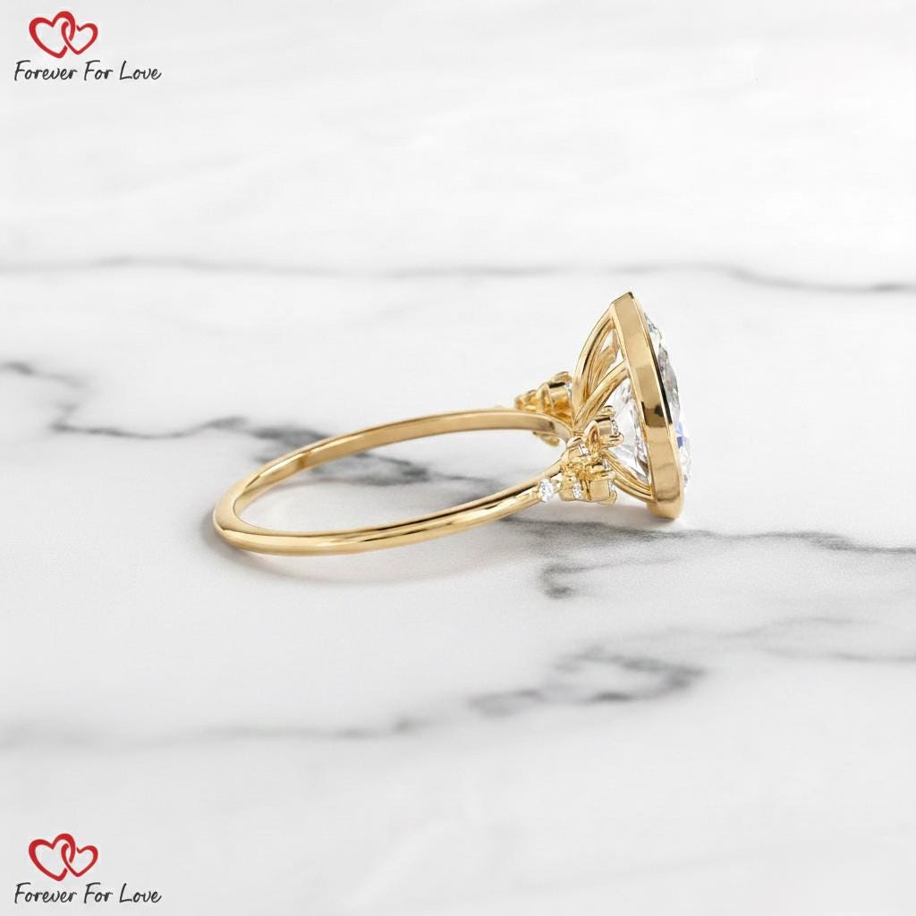 2.5 Ct IGI Certified Pear Lab Diamond Solitaire Engagement Ring Pear cut 1Ct Moissanite Brilliant Cut engagement ring in 935 Argentium Silver — custom handcrafted by Forever For Love