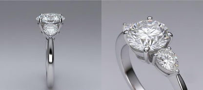 4.5 Ct Pear Lab Diamond Three Stone Engagement Ring