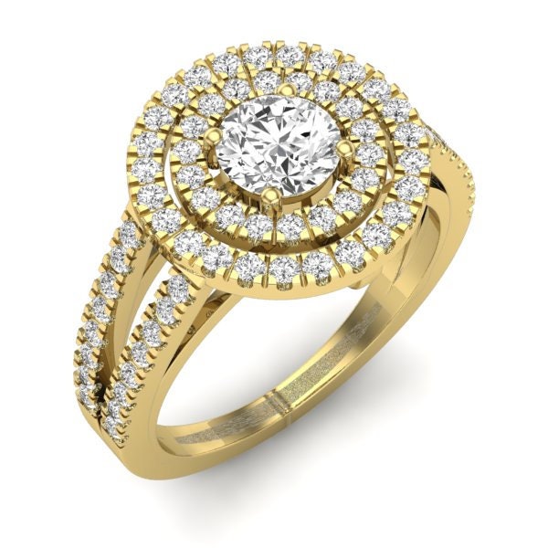 Round Natural Diamond Solitaire Engagement Ring Round cut Moissanite engagement ring in Gold or Platinum — custom handcrafted by Forever For Love